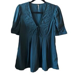 FREE PEOPLE Baby Doll Loose Flare Mini Dress blue XS